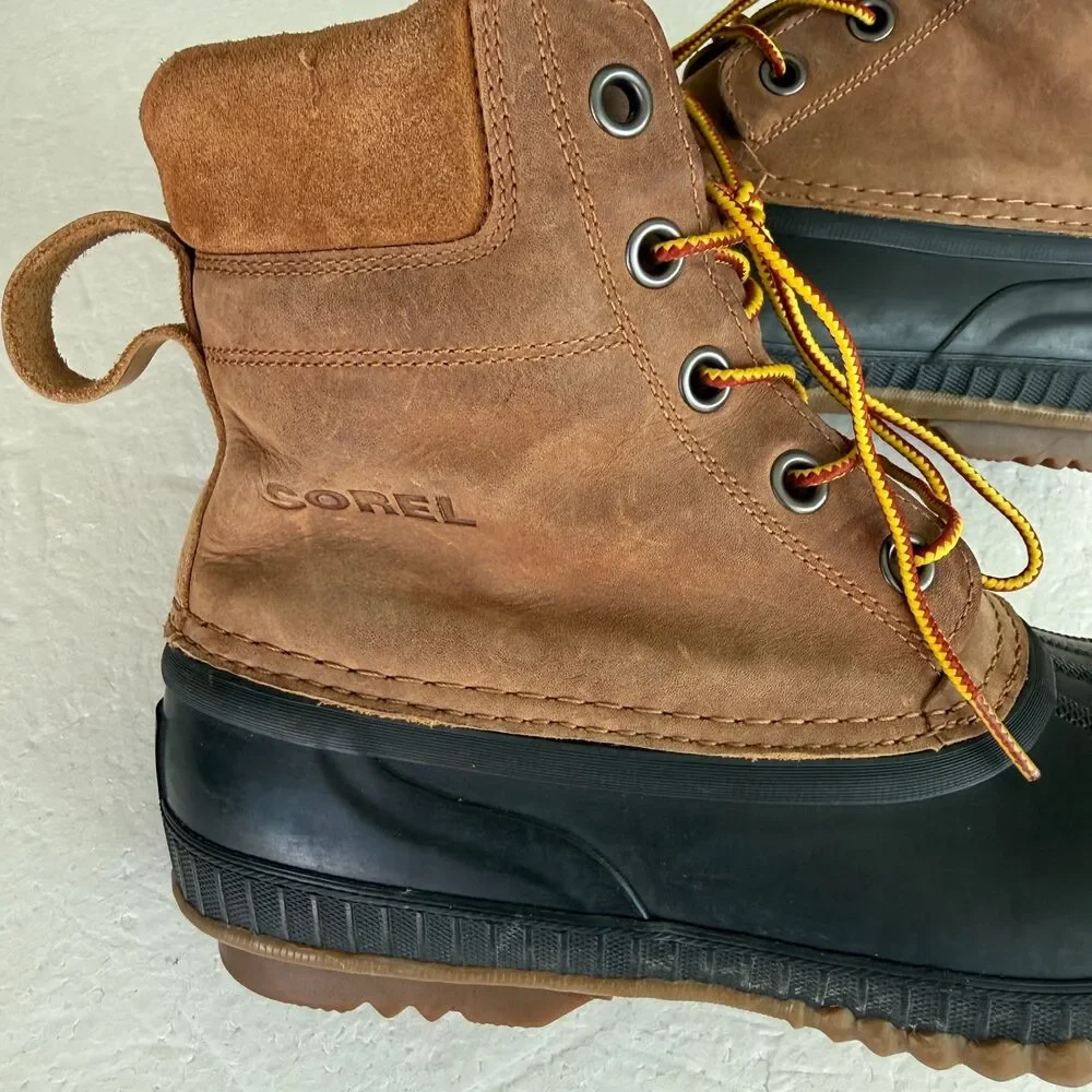 Size 10 - SOREL MENS CHEYANNE II LACE DUCK BOOT Rain Work Boots Leather Rubber